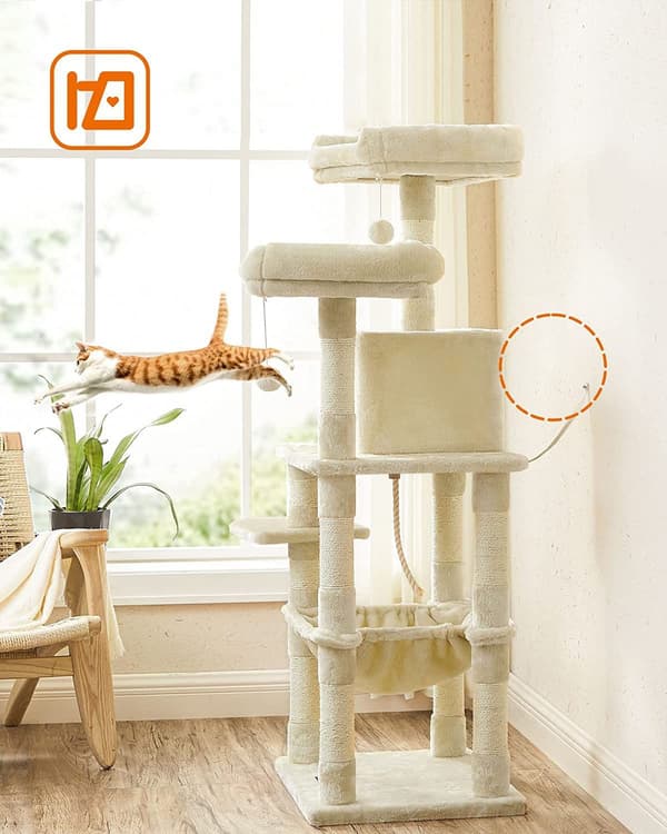 Beige klöstorn för katter 143 cm