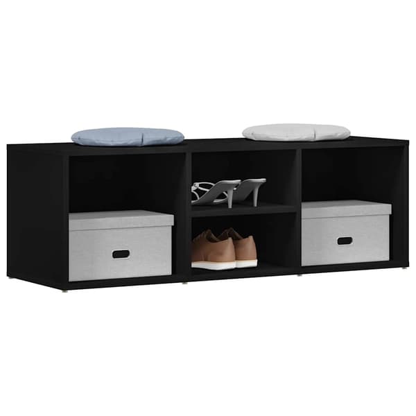 vidaXL bænk med skoopbevaring sort 105x35x35 cm spånplade