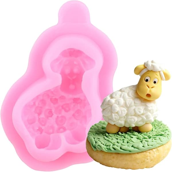 Silikoneform af får til fondant, chokolade og kagepynt