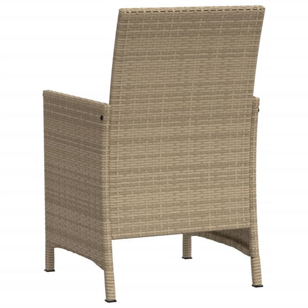 vidaXL 3-delat bistroset med kuddar, beige, polyrotting
