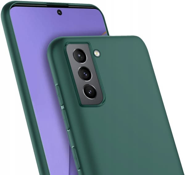 Etui til SAMSUNG GALAXY S21 Bagside Grøn Mat Silikone + Glas