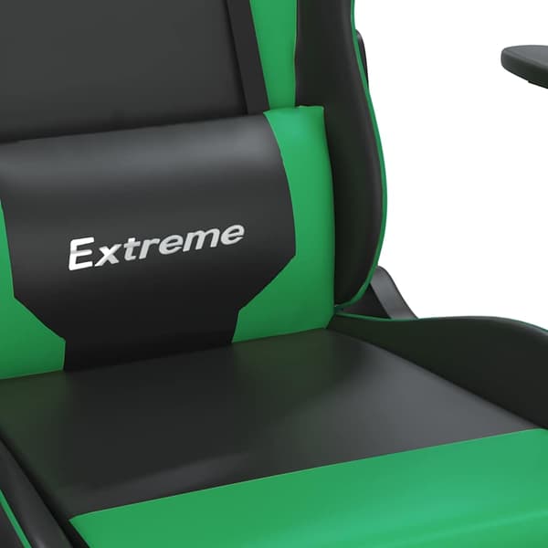 vidaXL gamingstol, sort og grøn, kunstlæder