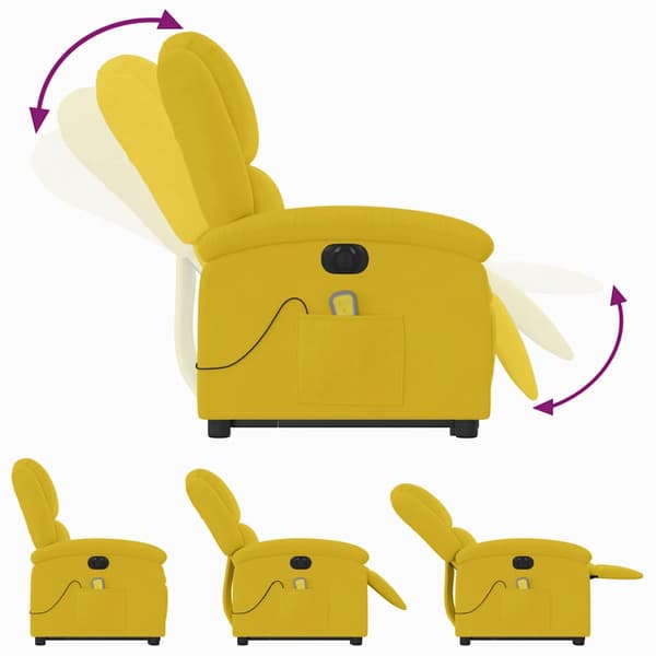 vidaXL Elektrisk lyftbar massagefåtölj gul