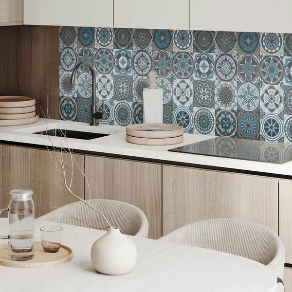 Selvklæbende vinyltrykt panel 100x50 cm mosaik ternede mønstre