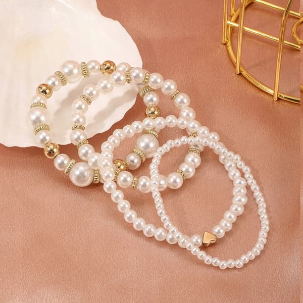 PEARLS Dampärlarmband Justerbart Förgyllt Gåva 17-22cm