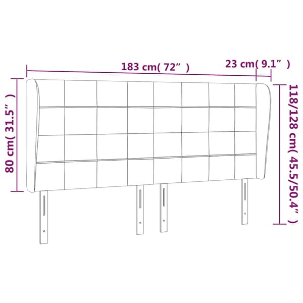 vidaXL Vingad sänggavel mörkblå 183x23x118/128 cm sammet