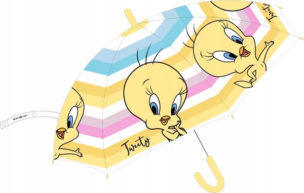Tweety Canary automatisk paraply flicka randig D099M
