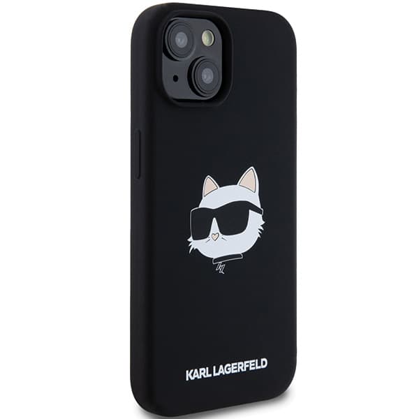 Karl Lagerfeld Silikone Choupette Head Magsafe-etui til iPhone 15 Plus, Sort