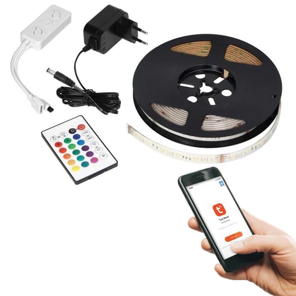IP65 RGBW LED-strimmel 5m strømforsyning og controller Tuya Smart Wi-Fi-app