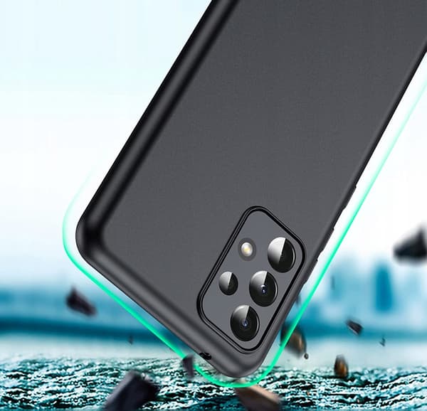 Etui til SAMSUNG GALAXY A53 5G Mat Sort Silikone Slim + GLAS