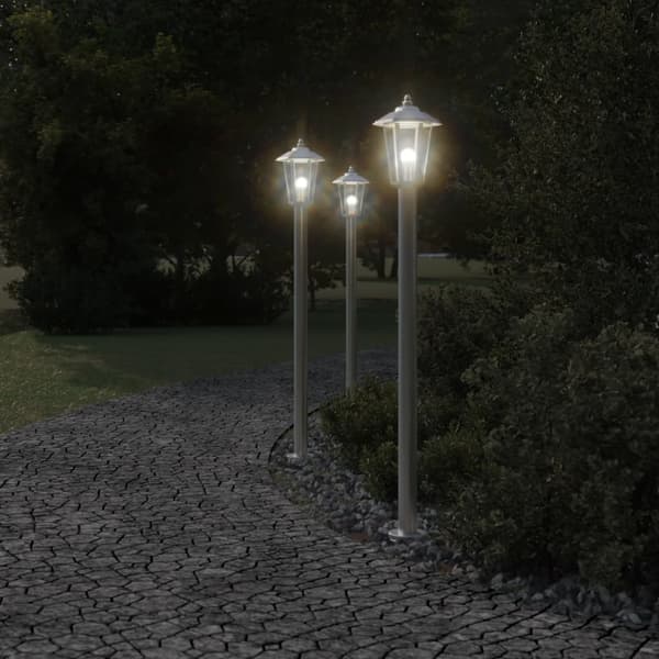 vidaXL havelampe sølv 120 cm rustfrit stål