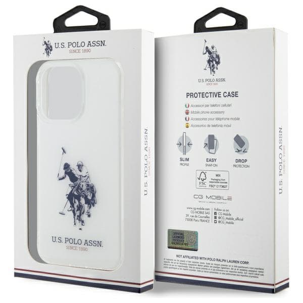 US Polo Shiny Big Logo-cover til iPhone 15 Pro Max, hvid