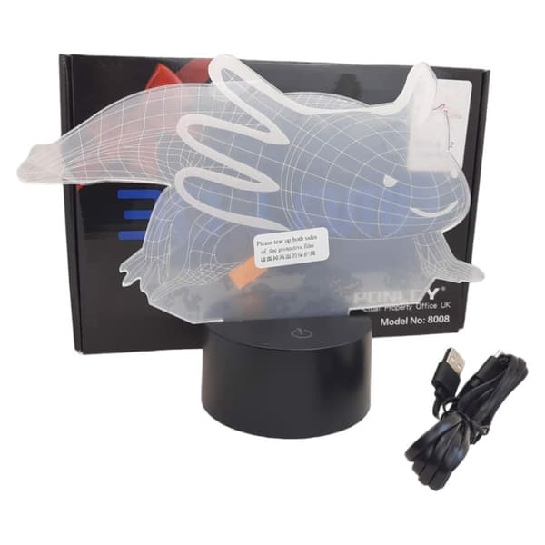 LED-yölamppu axolotl 3D akryyli monivärinen