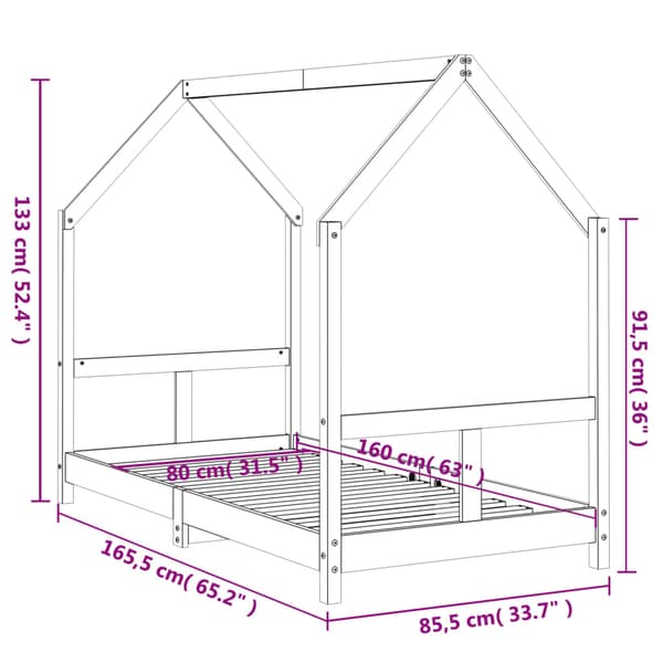 vidaXL Barnsängram 80x160 cm furu
