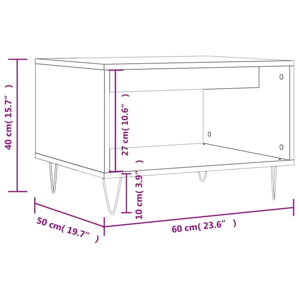 vidaXL Soffbord, Vitt, 60x50x40 cm, Träbaserat Material
