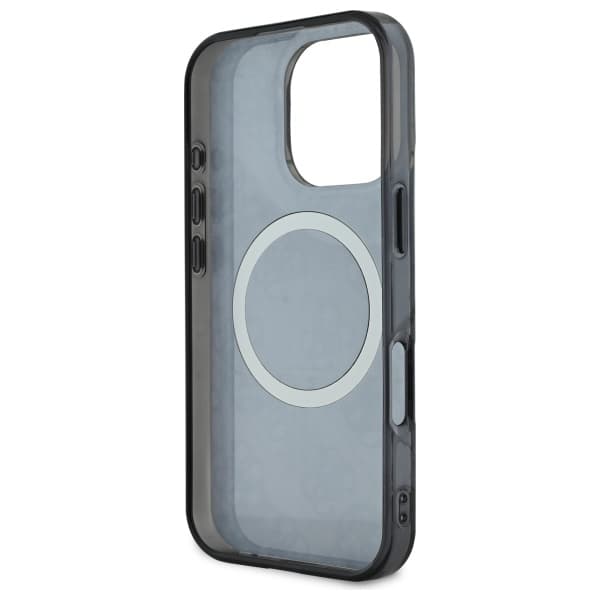 Guess IML Peony On 4G Background MagSafe-etui til iPhone 16 Pro Max, sort