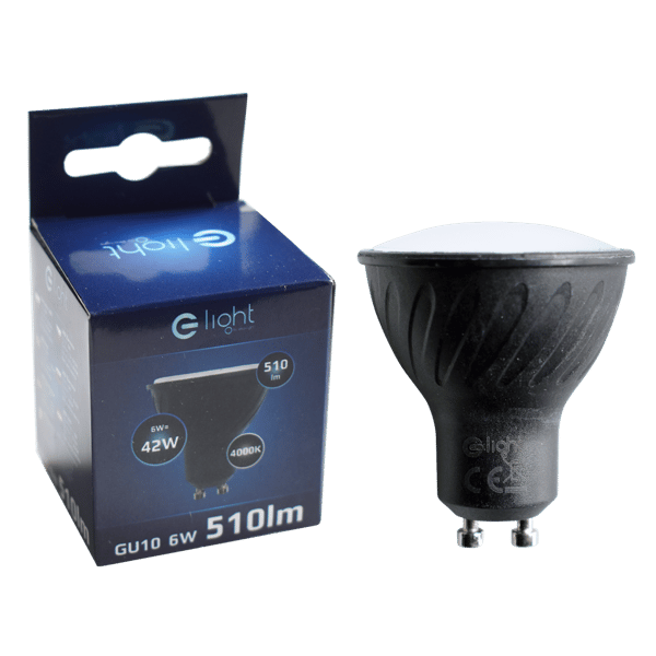 Musta 6 W GU10 LED-lamppu neutraali
