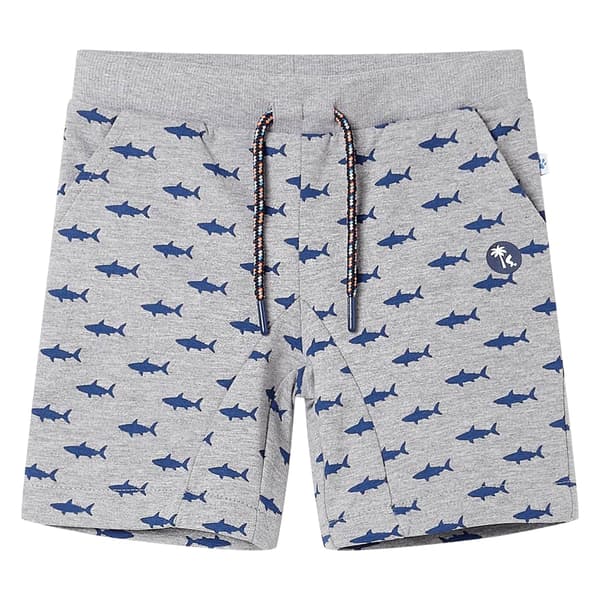 Børneshorts med snøre, lysegrå melange, 116