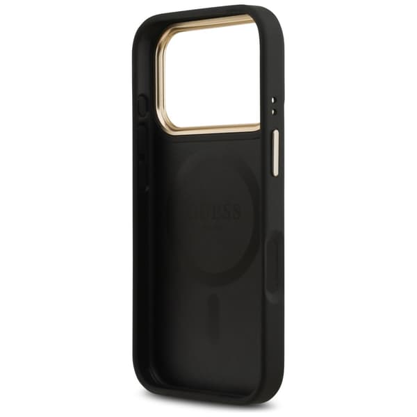 Guess Peony Hot Stamp MagSafe-etui til iPhone 17 Pro, sort