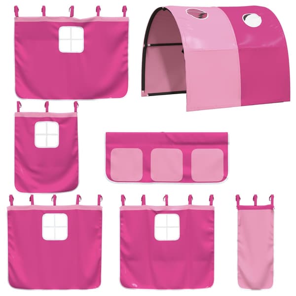 vidaXL Gardiner och tunnel för loftsäng, rosa, polyester