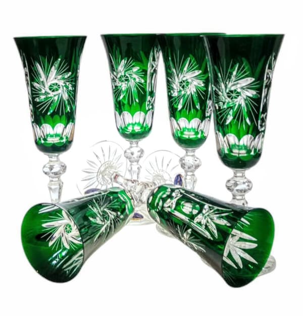 Smaragdkrystal champagneglas 150 ml Olivenkværn
