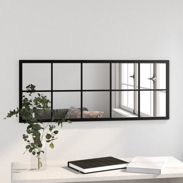 vidaXL vægspejl, sort, 100 x 40 cm, metal