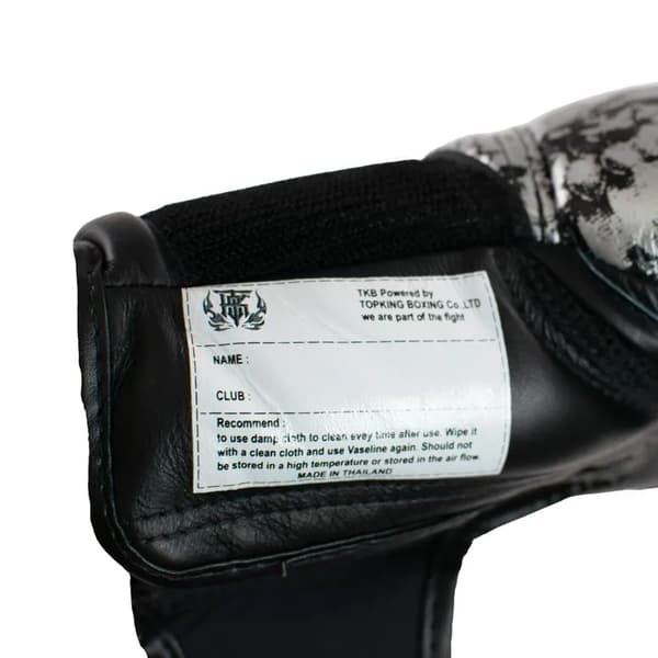 Top King Super Star Snake Air Muay Thai Boksehandsker Sort/Sølv 14OZ