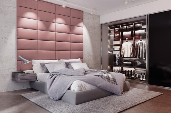 Polstret panel 50x50 Mono 235 (Støvet pink)
