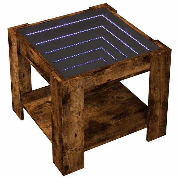 vidaXL sofabord med LED røget eg 53x53x45 cm