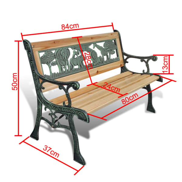 vidaXL Lasten puutarhapenkki 84 cm puinen