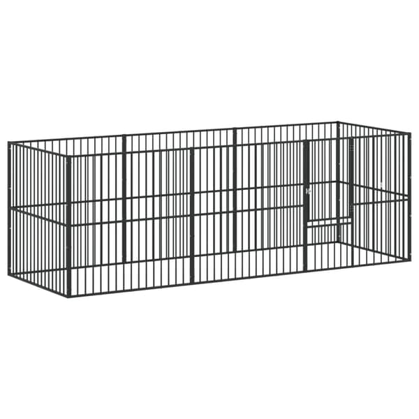 vidaXL hundebur 8 paneler sort galvaniseret stål
