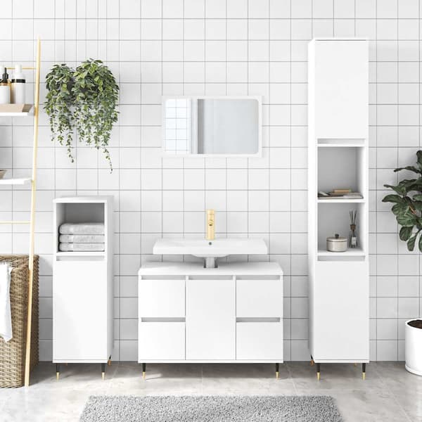 vidaXL Badrumsskåp, Vit, 80x33x60 cm, Träbaserat material