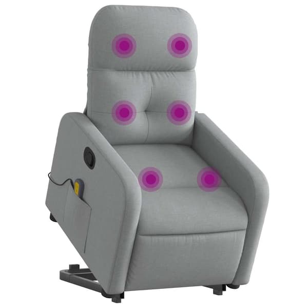 vidaXL Lyftbar massagefåtölj ljusgrå tyg