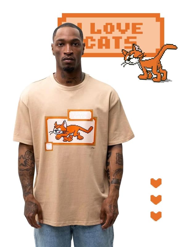 Oversize T-shirt til mænd Beige Smølferne Pixel Clapper L