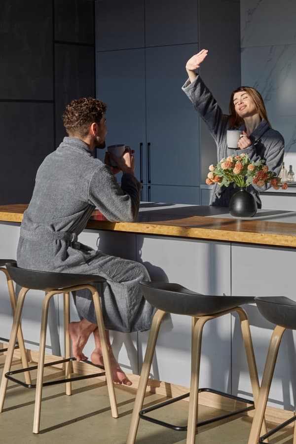 Frotté badekåbe grå unisex lommekåbe 100% bomuld blød M