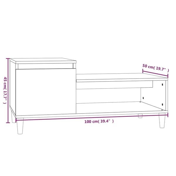 vidaXL sofabord, sort 100x50x45 cm, træbaseret materiale