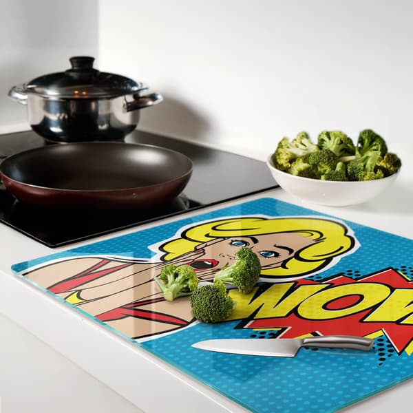 Dekorativ glastavle med grafik til servering af snacks Wow! 60x52 cm