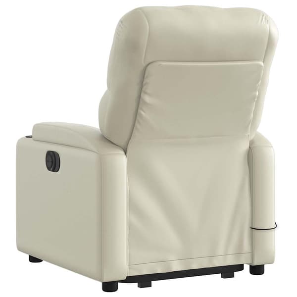 vidaXL Lyftbar massagefåtölj, krämfärgad, konstläder