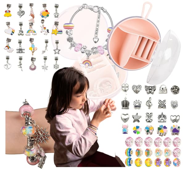 Armbåndsfremstillingssæt Runde vedhæng Perler Charms Æske