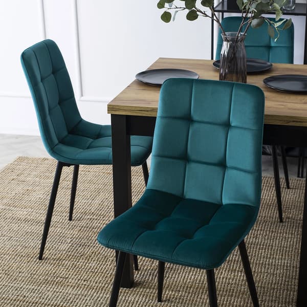Klädd matstol PERU turkos sammet modern loft