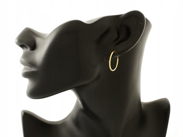 585 guld hoop øreringe, 18 mm glatte, fine, til kvinder