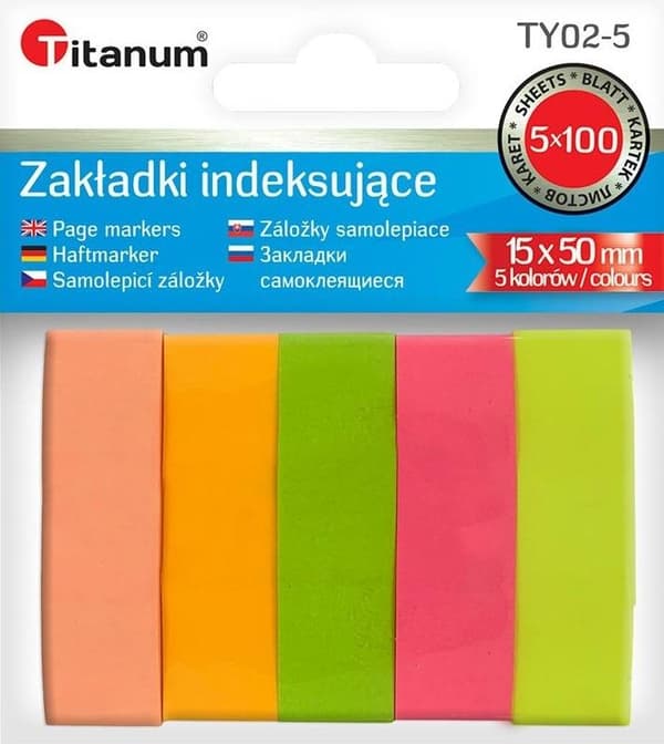 Fluo indexflikar 15x50mm 5x100 ark