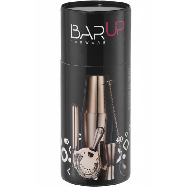 Bartenderset i rör, shaker, jigger, sil, muddler, sked - koppar