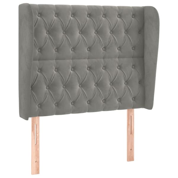 vidaXL Siivekäs sängynpääty vaaleanharmaa 93x23x118/128 cm sametti