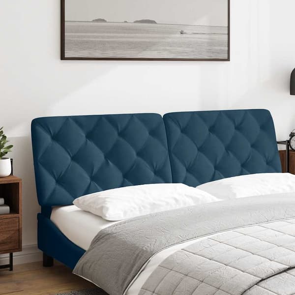 vidaXL Sängynpäädyn tyyny, sininen, 160 cm, sametti