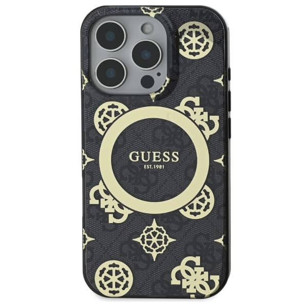 Guess IML Peony On 4G Background MagSafe-etui til iPhone 16 Pro, sort