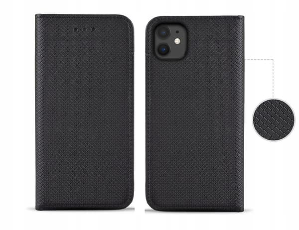 Etui til IPHONE 11 SMART MAGNET BOOKETUIL PUNG SORT + GLAS