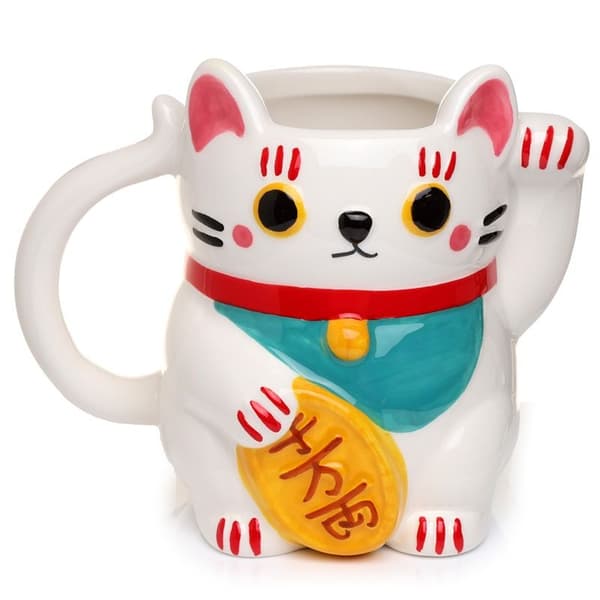 PKMUG381 Hvid Maneki Neko krus