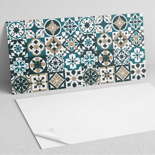 Trykt vinylpanel, klar til montering, 100x50 cm flisemønstre i layout