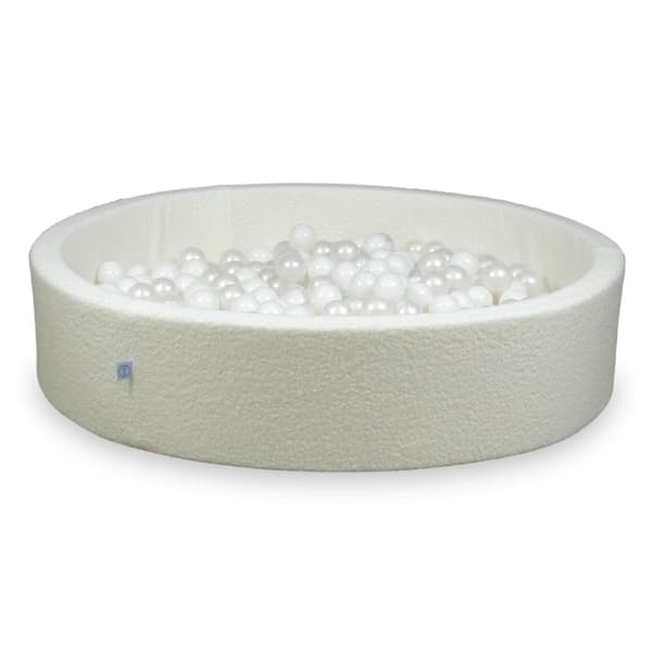 Torr pool 130x30 Boucle Vit 600 bollar: vit, pärlfärgad